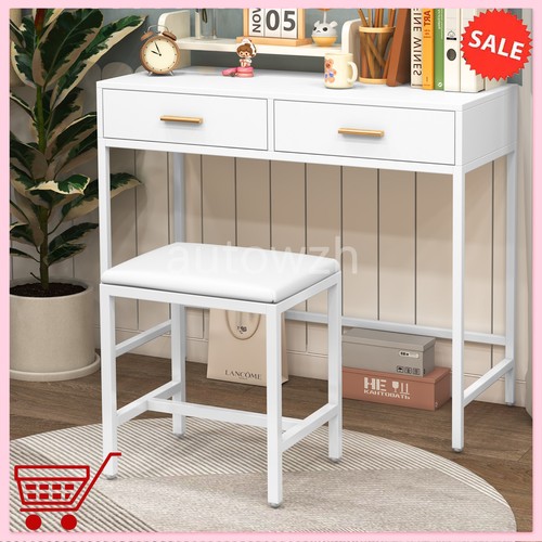 White cushioned dressing table - white,