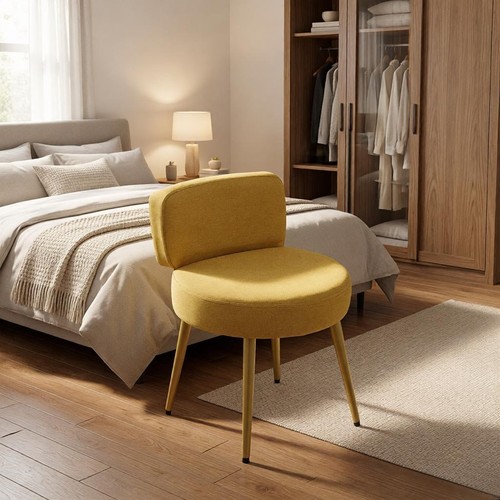 Vanity stool yellow linen - vanity,