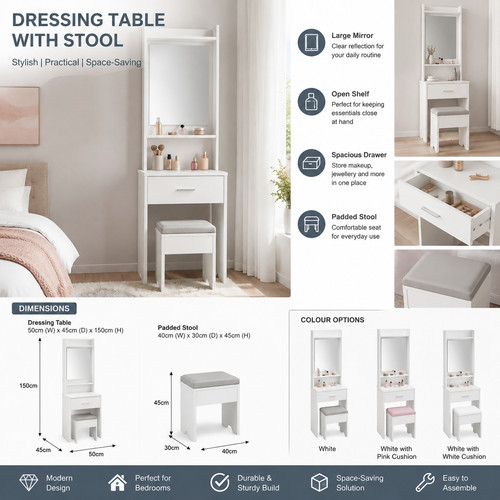 Dressing table with mirror - dressing,