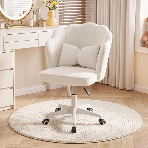 White velvet vanity chair - velvet,