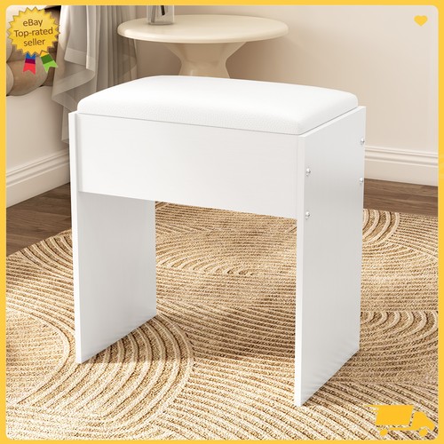 White vanity stool wooden - white,