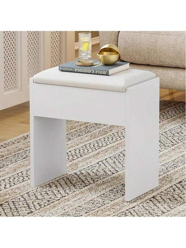 White dressing table stool - white,
